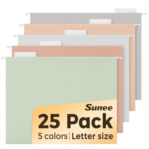 luxury SUNEE 25 Count Hanging File Folders, Pastel Colors, Hanging File Kit