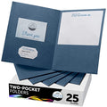 Minimalist FILE-EZ Two-Pocket Folders, Navy Dark Blue, 25-Pack, Textured Essentials