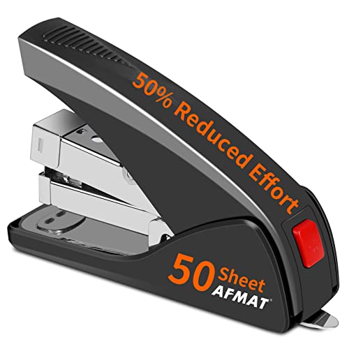 upgraded AFMAT Stapler for Desk, 50 Sheet Effortless Desktop Stapler Staple for Daily Use