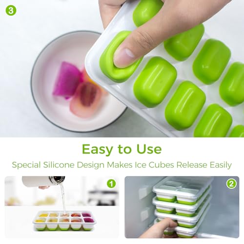 Modern Ice Cube Tray with Lids - 4 Pack for Daily Use