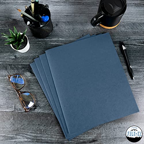 Minimalist FILE-EZ Two-Pocket Folders, Navy Dark Blue, 25-Pack, Textured Essentials