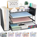 OPNICE Desk Organizer, 4-Tier Desktop File Organizer with Drawer and Essentials